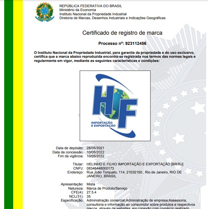 HF FERRAMENTAS MARCA REGISTRADA CLASSE 08 Arena Marcas E Patentes